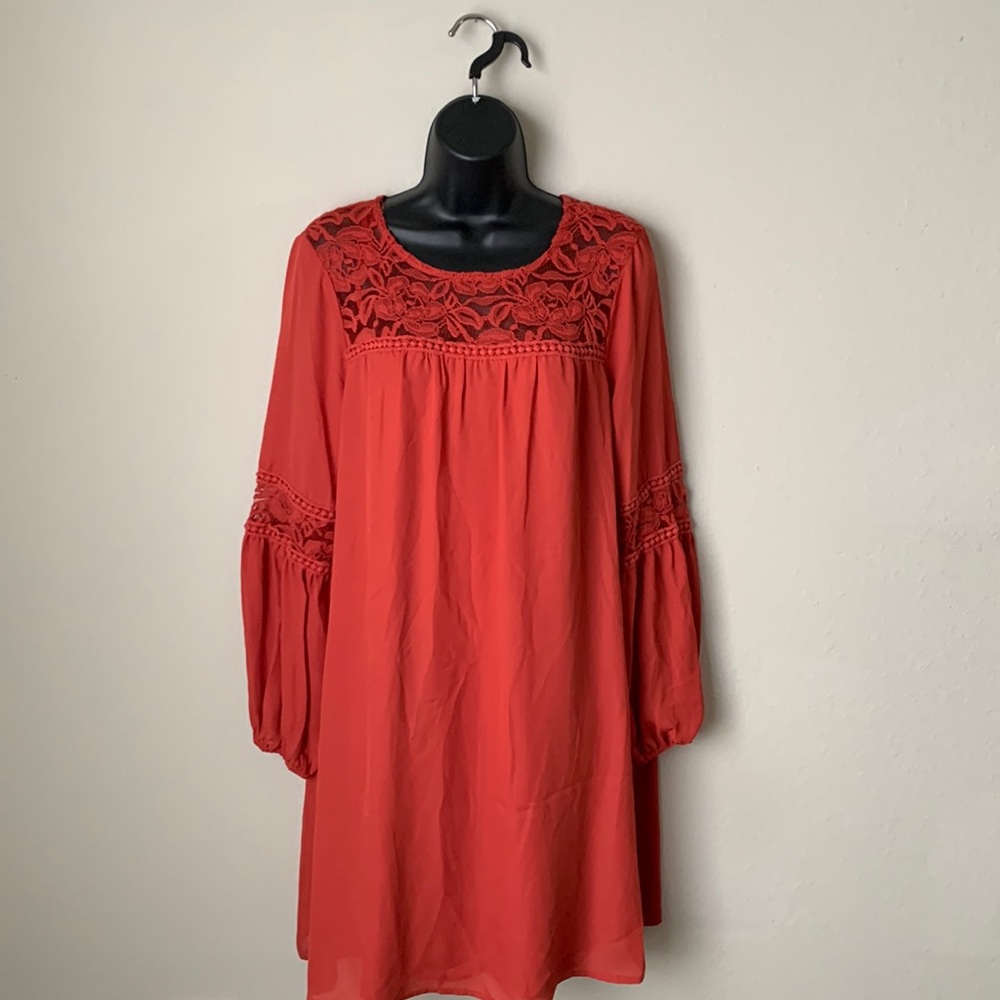 Luxology Lace Detail Long Sleeve Dress